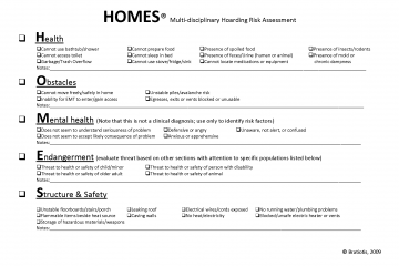 HOMES Multi-disciplinary Hoarding Risk Assessment checklist